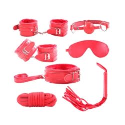 7 Piece bondage kit red